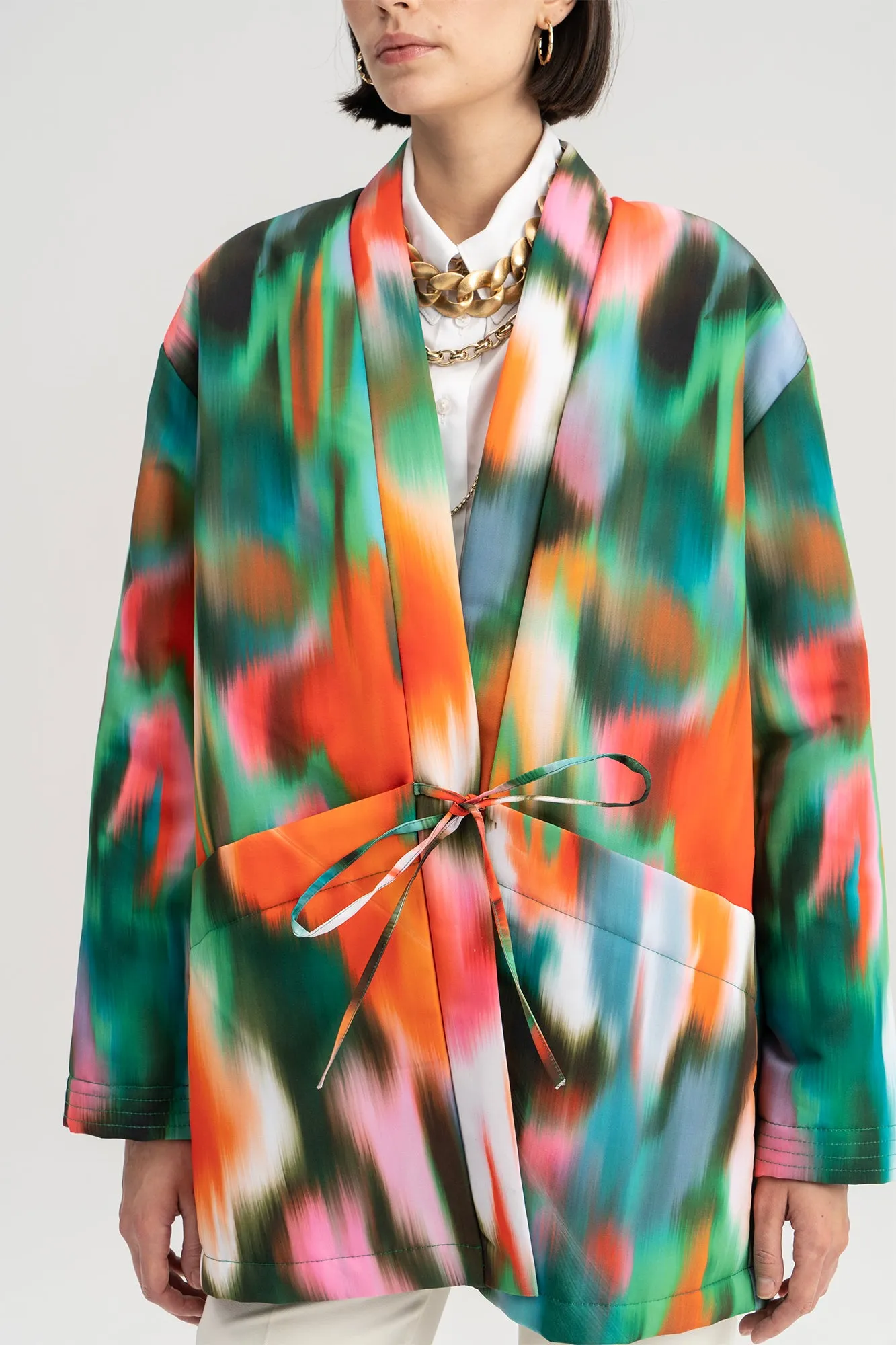 SHAWL COLLAR PATTERNED JACKET