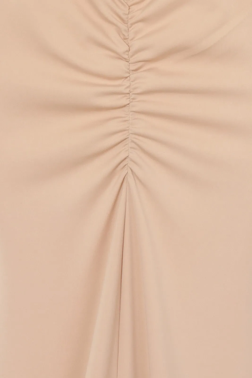 Shayla Nude Slinky Backless Fishtail Maxi Dress