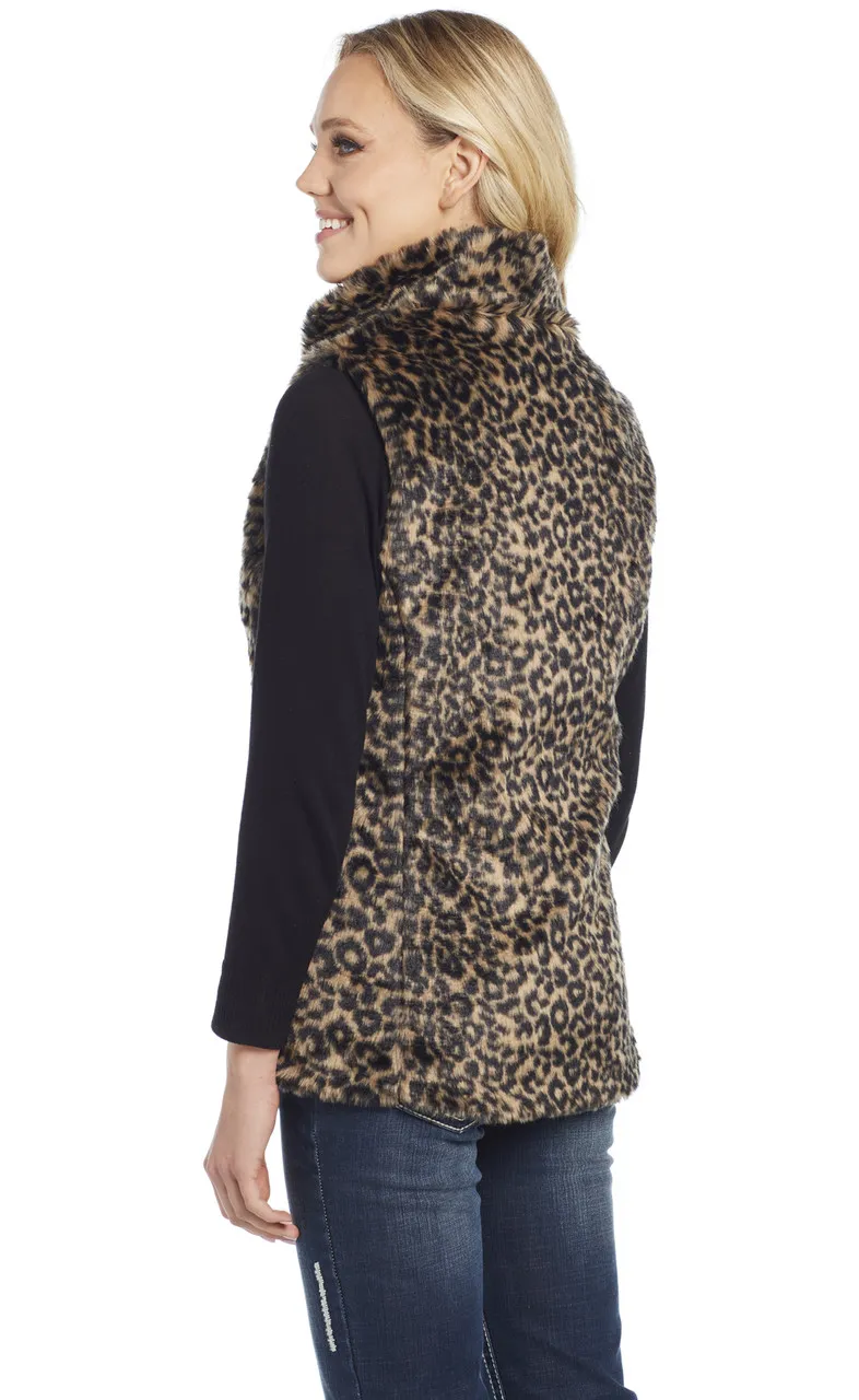 Sidra Faux Women´s Shearling Leopard Tan Vest