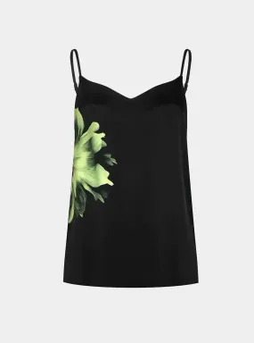 Silk Dreamscape Slip Dress Black Flower