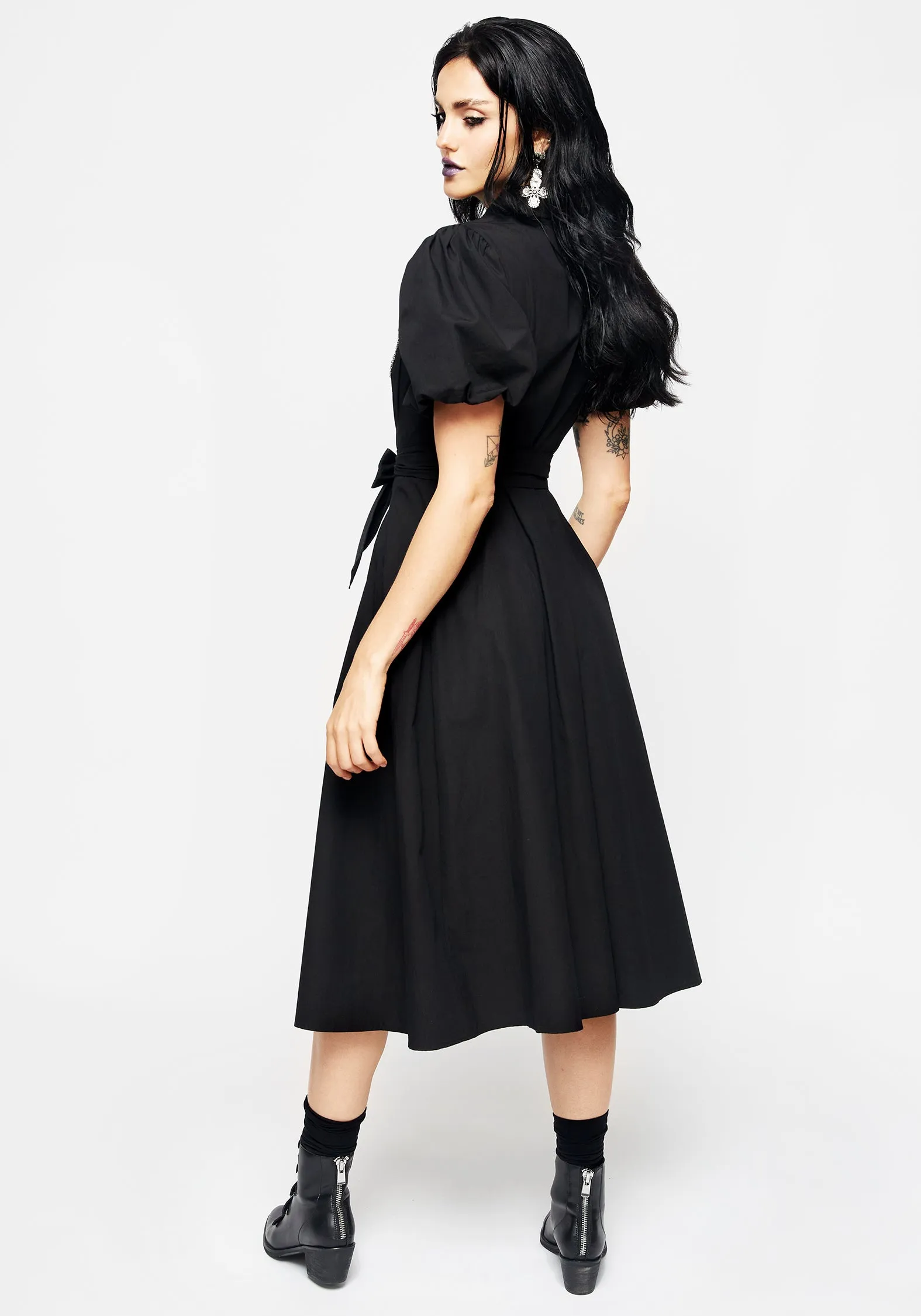 Skeleton Collar Midi Shirt Dress