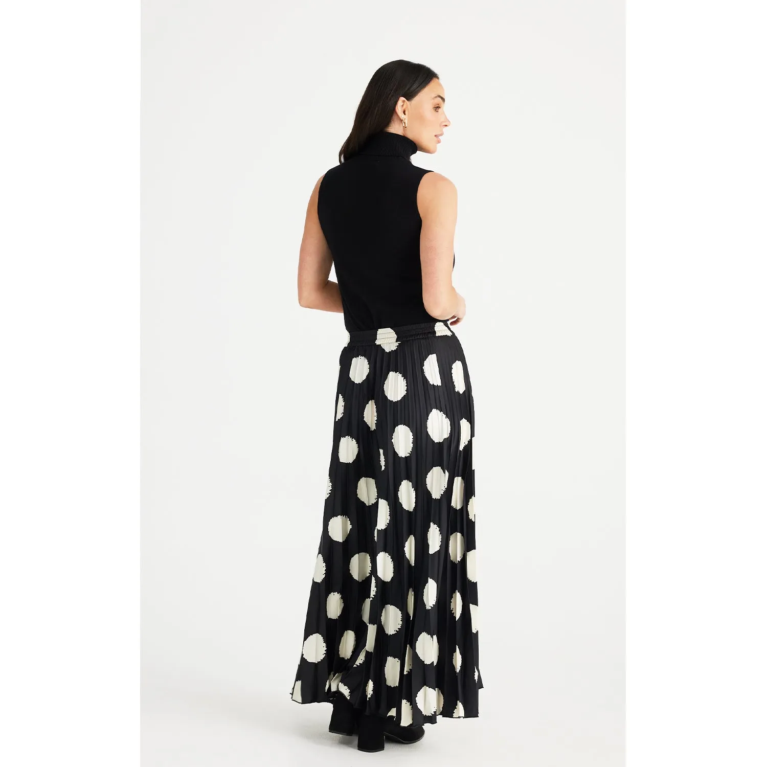 Skirt Alias Pleated - Black   Ivory Spot