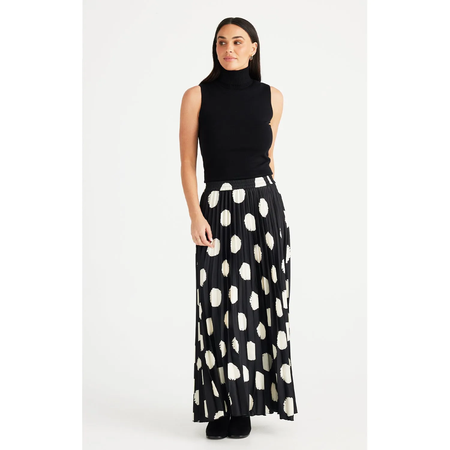 Skirt Alias Pleated - Black   Ivory Spot