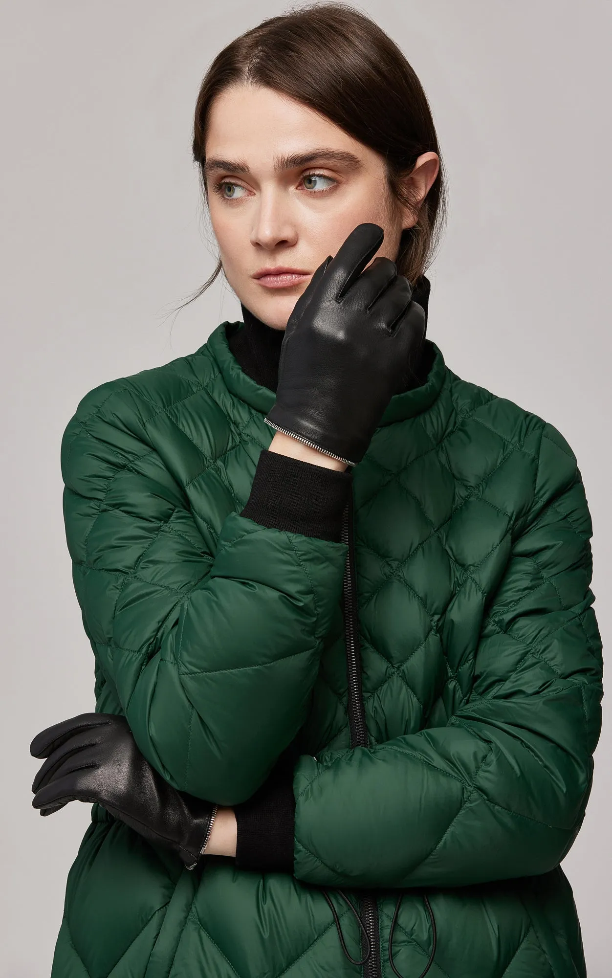 SOIA&KYO DEMY- Leather Gloves With Knit Lining