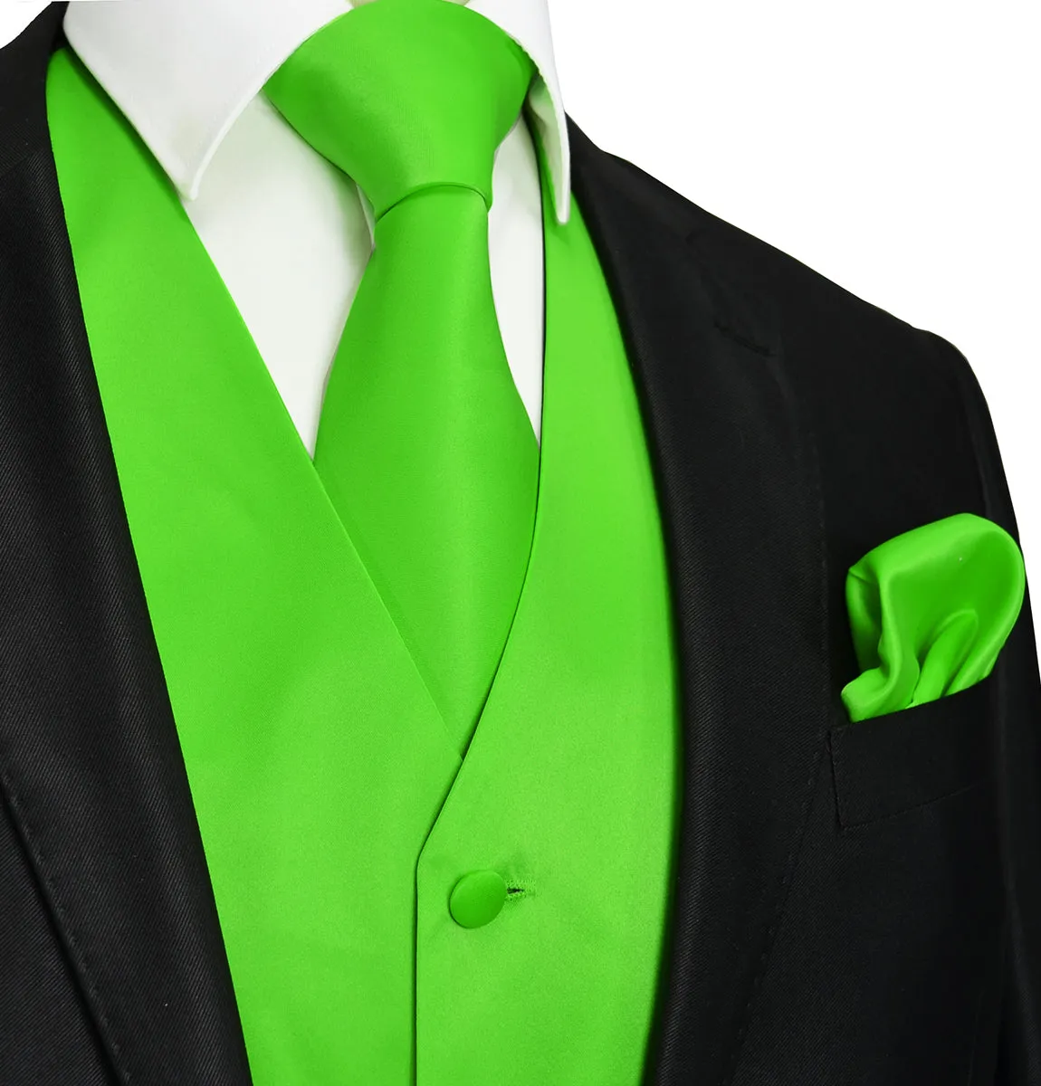 Solid Lime Tuxedo Vest Set