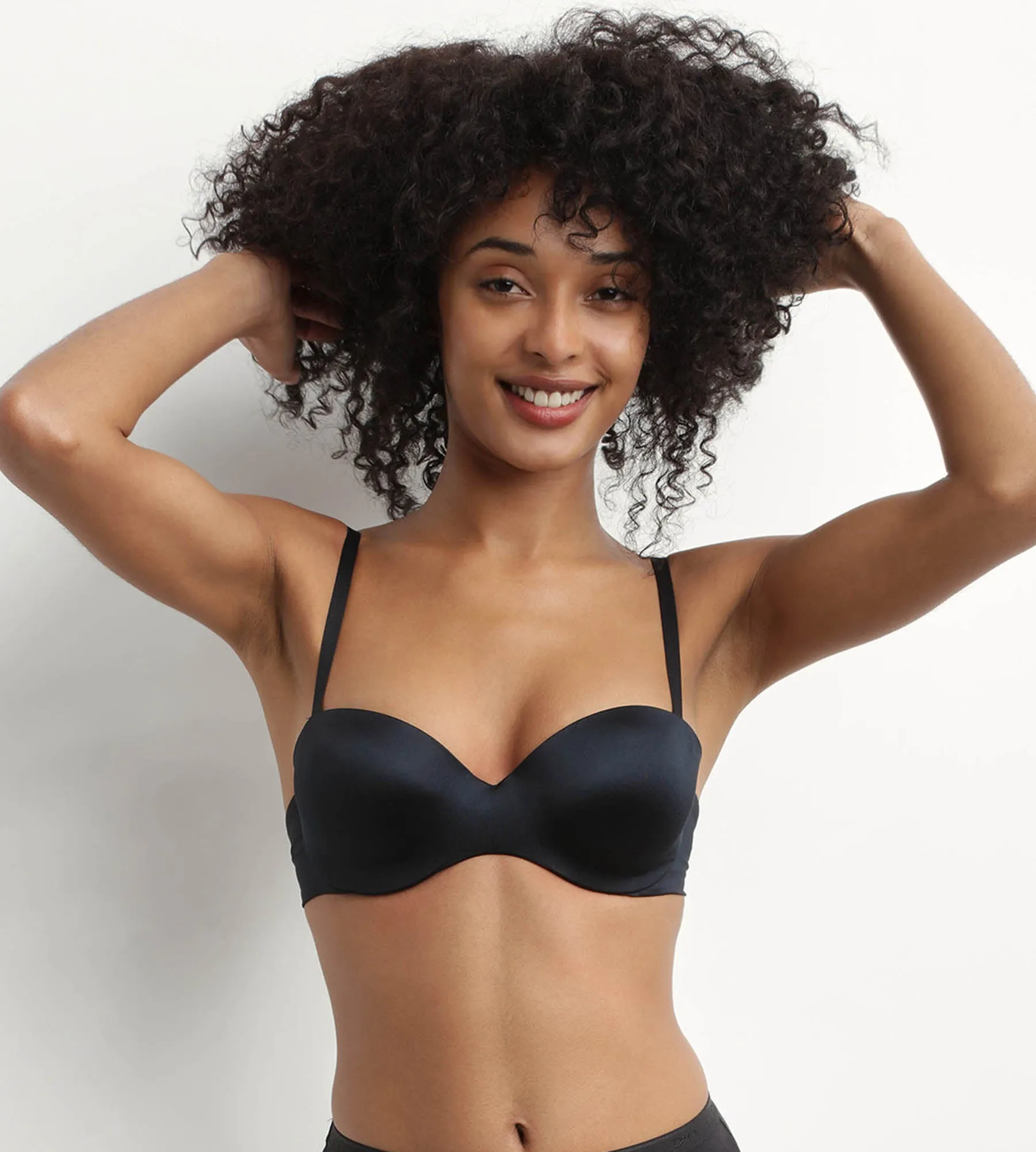 Soutien-gorge bandeau à bretelles amovibles en microfibre noire Dim