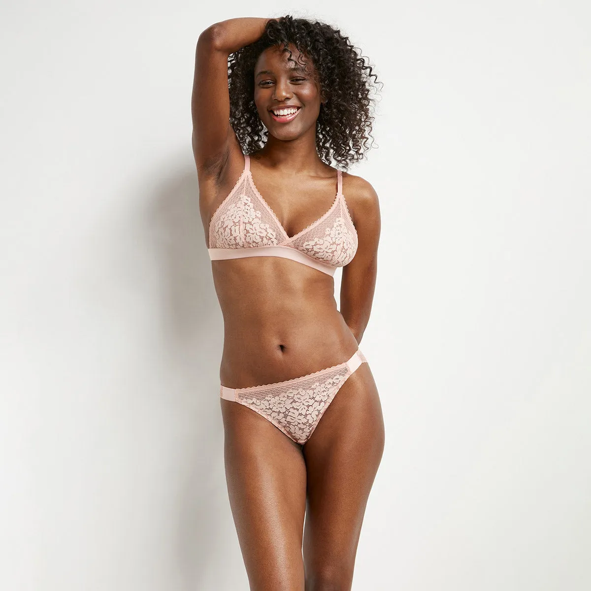 Soutien-gorge triangle dentelle florale et graphique Pêche Daily Glam