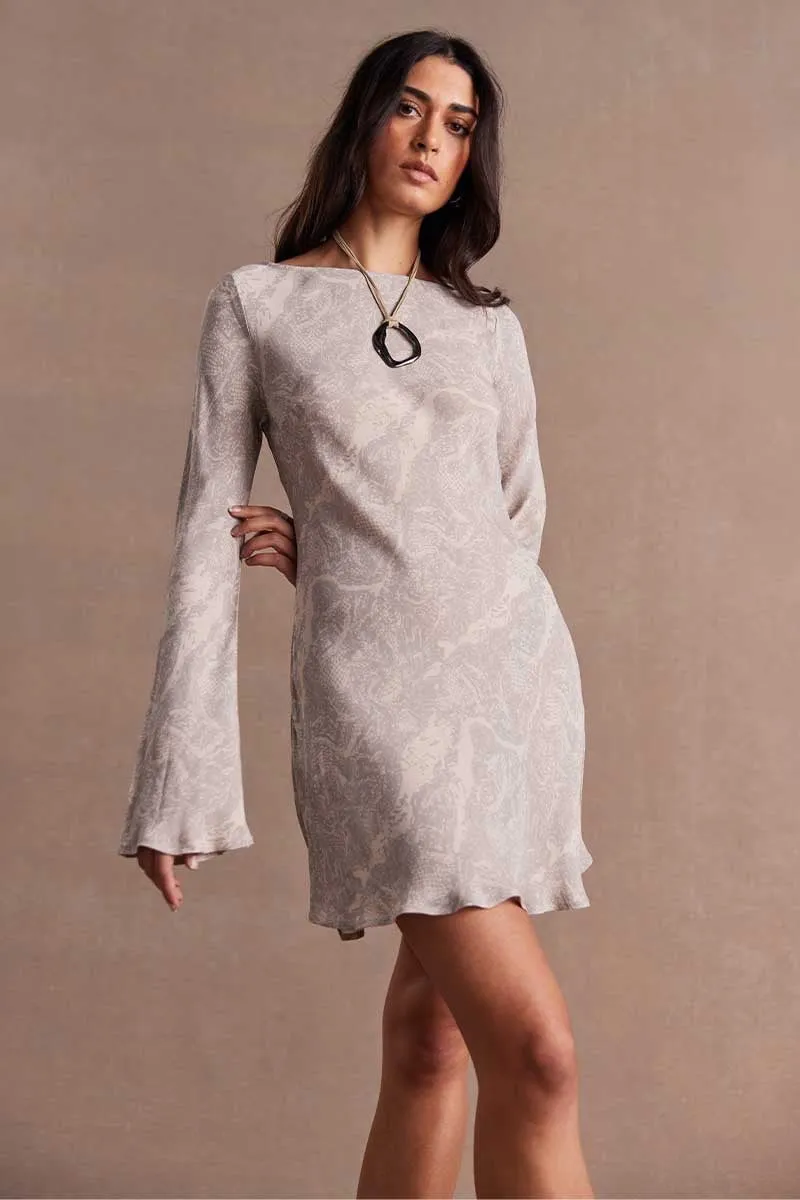 SOVERE Inara Bias Mini Dress - Shadow