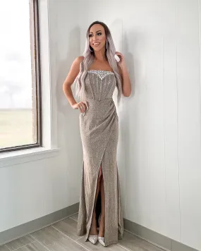 Sparkle Glamour Wrap Maxi Dress - Gold