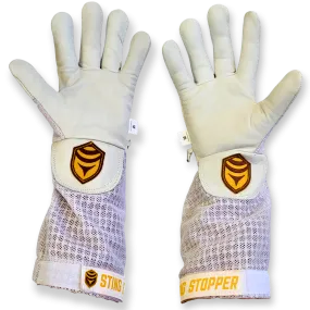 Sting Stopper Ventilated Goat Skin Beekeeping Gloves - Beekeeper White