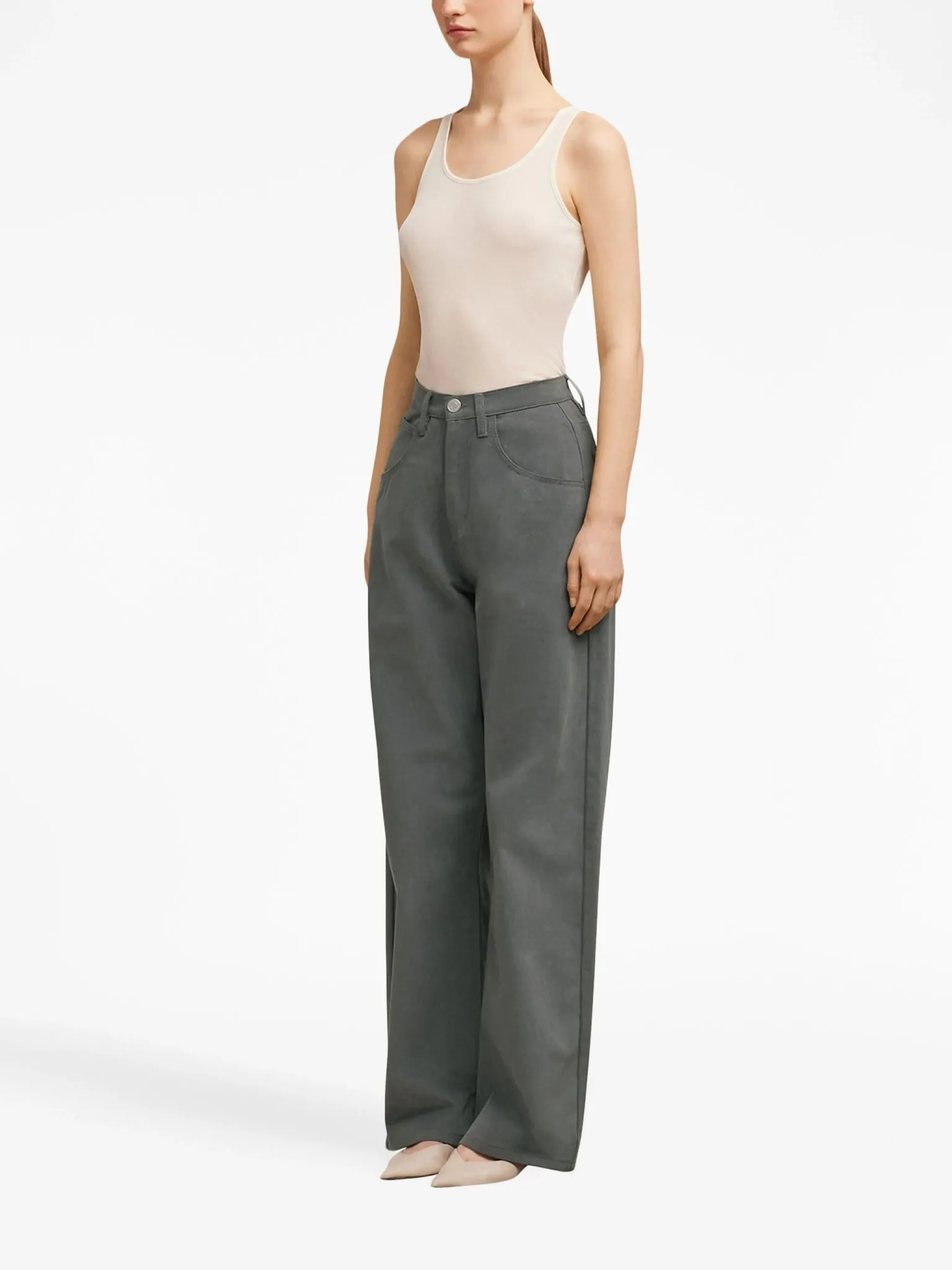 straight-leg cotton trousers