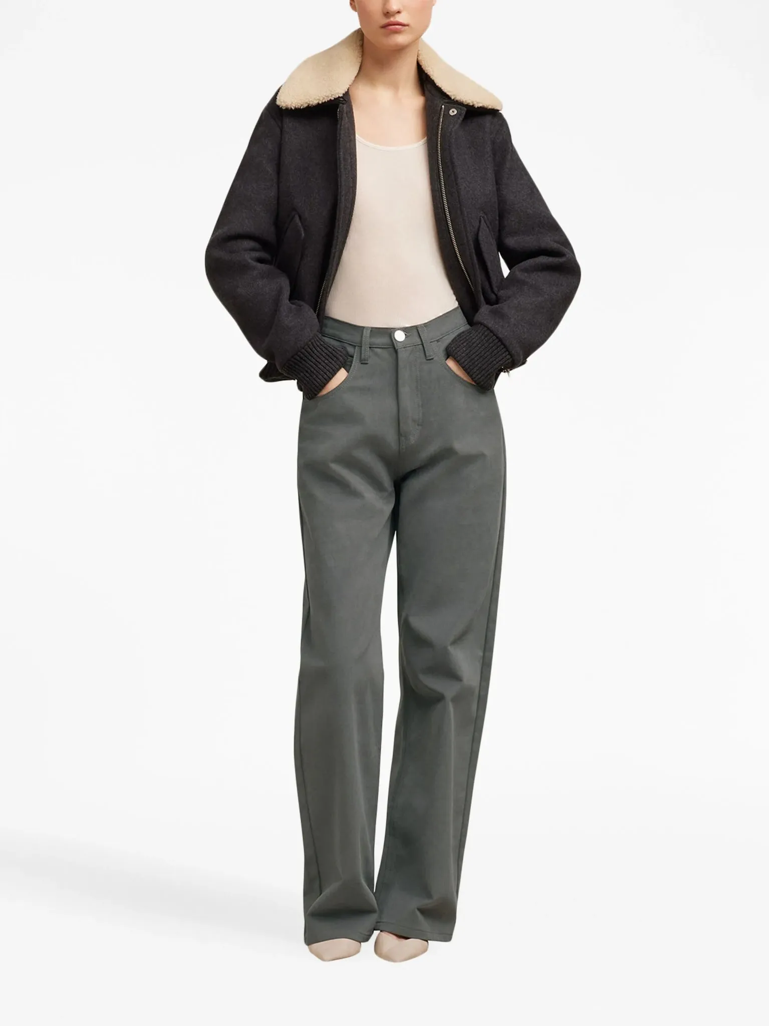 straight-leg cotton trousers