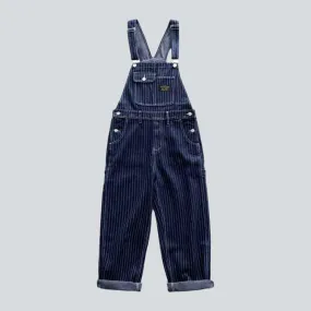 Striped men's denim bib overall