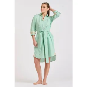 The Classic Shirtdress | Green Stripe & Floral Trim