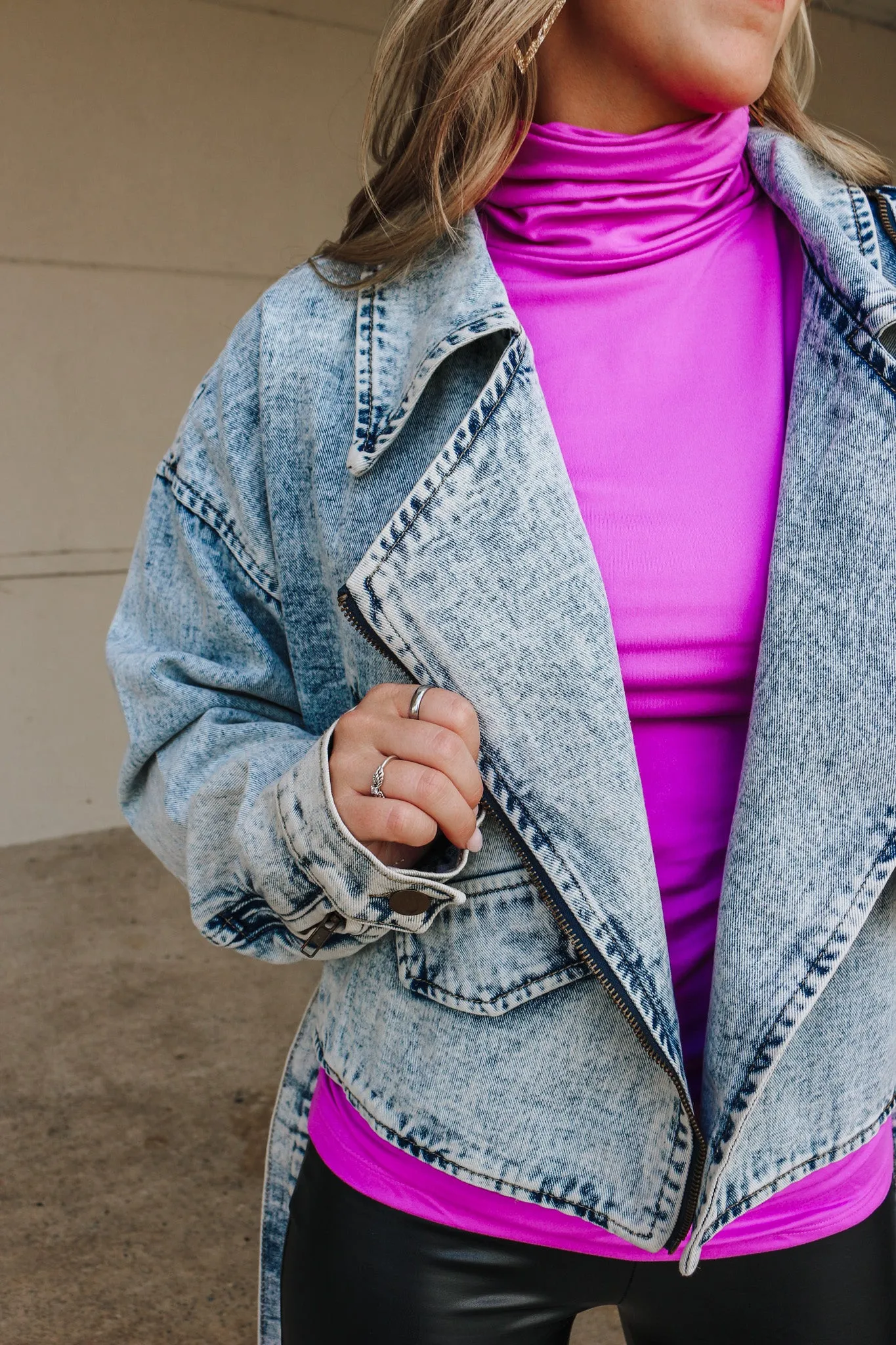 The Way To Go Light Wash Denim Zip-Up Jacket