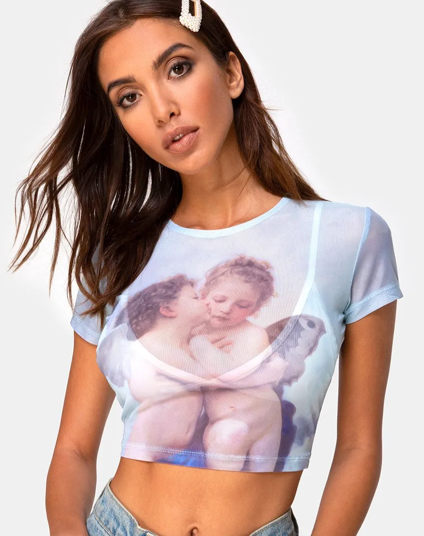 Tiney Crop Top Tee in Cherub Kiss Blue