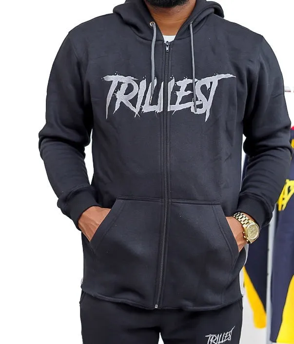 Trillest Zip Up Hoodie - Black\Gray