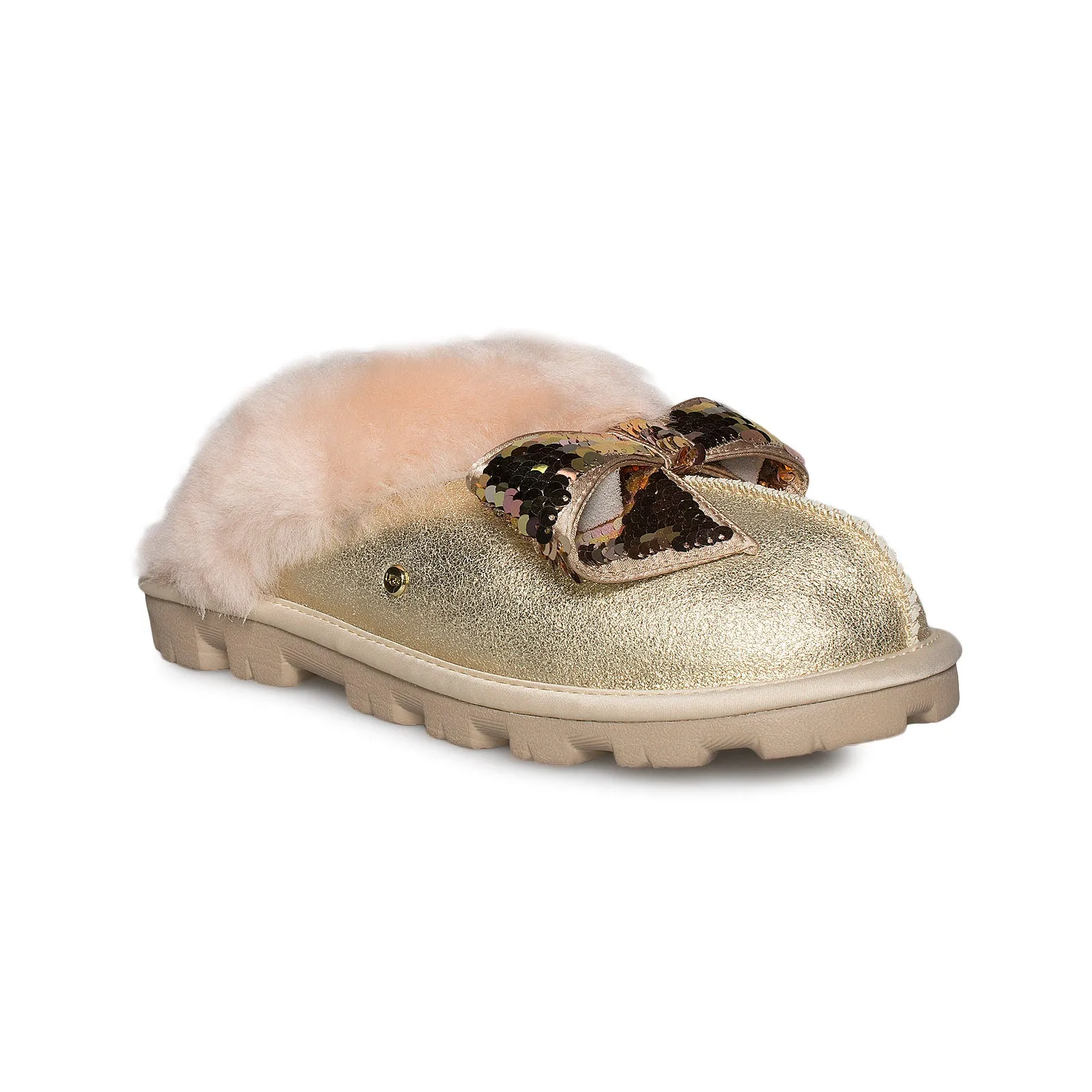 UGG Coquette Sequin Bow Gold Slippers - Women's