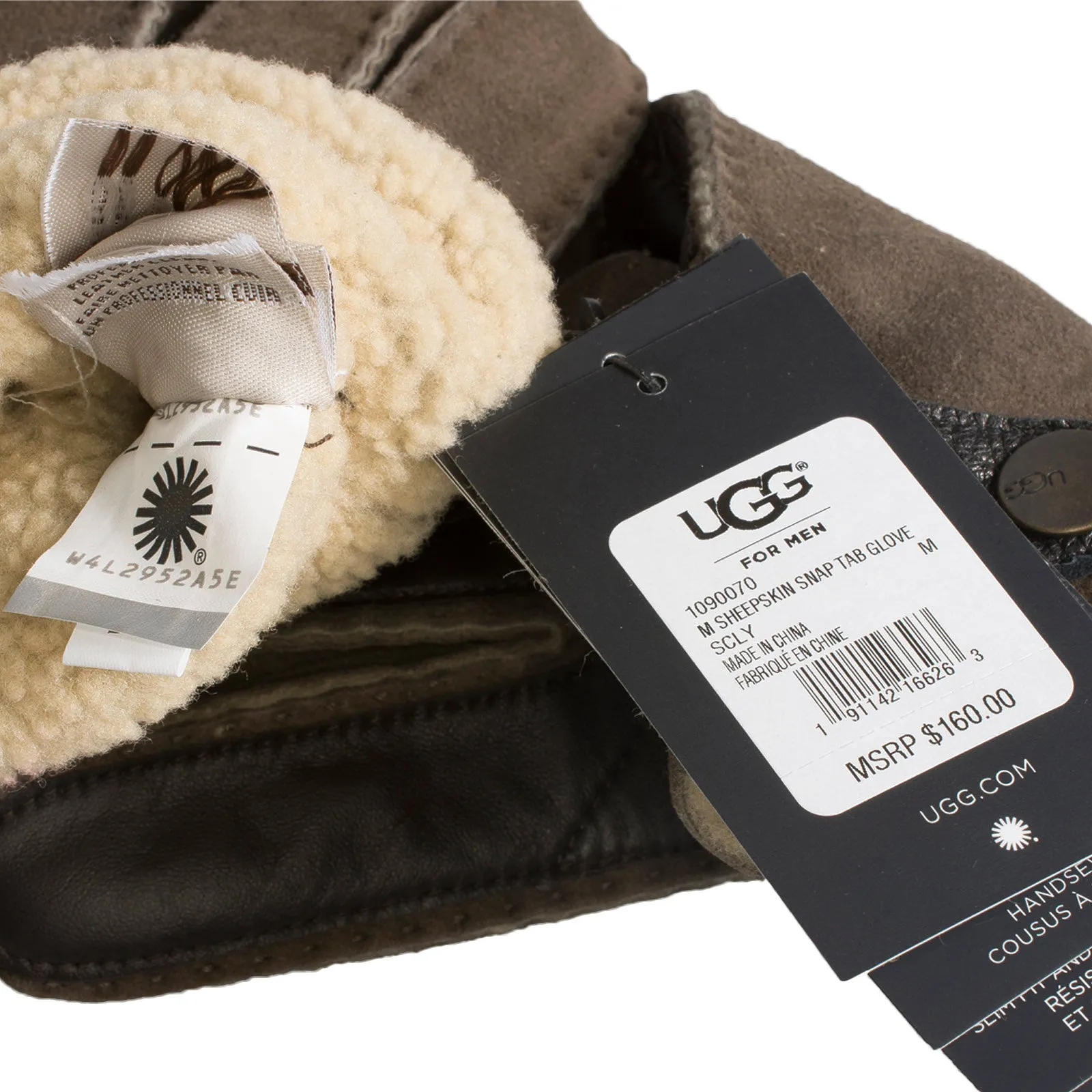 UGG Sheepskin Snap Tab Slate Curly Glove - Men's