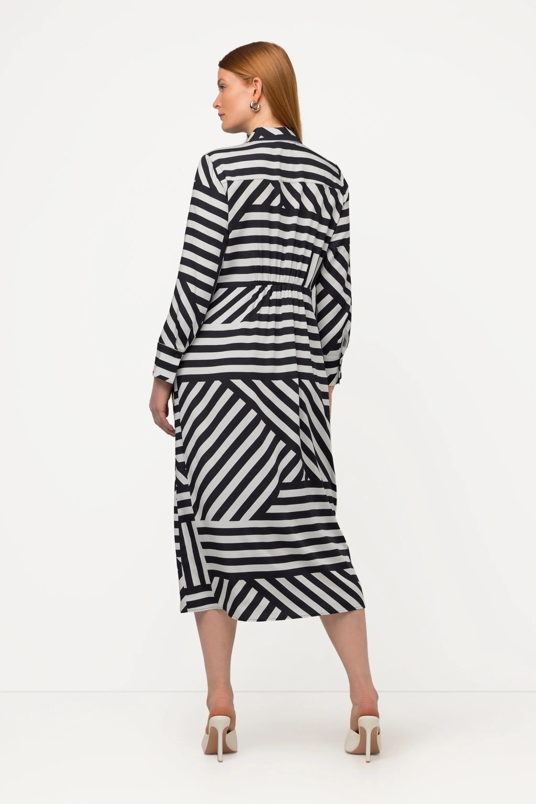 Ulla Popken Striped Dress in Black