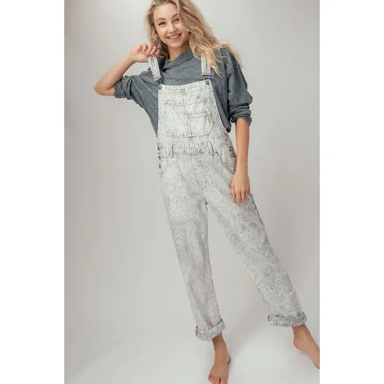 Urban Daizy Acid Washed Stripe Overalls