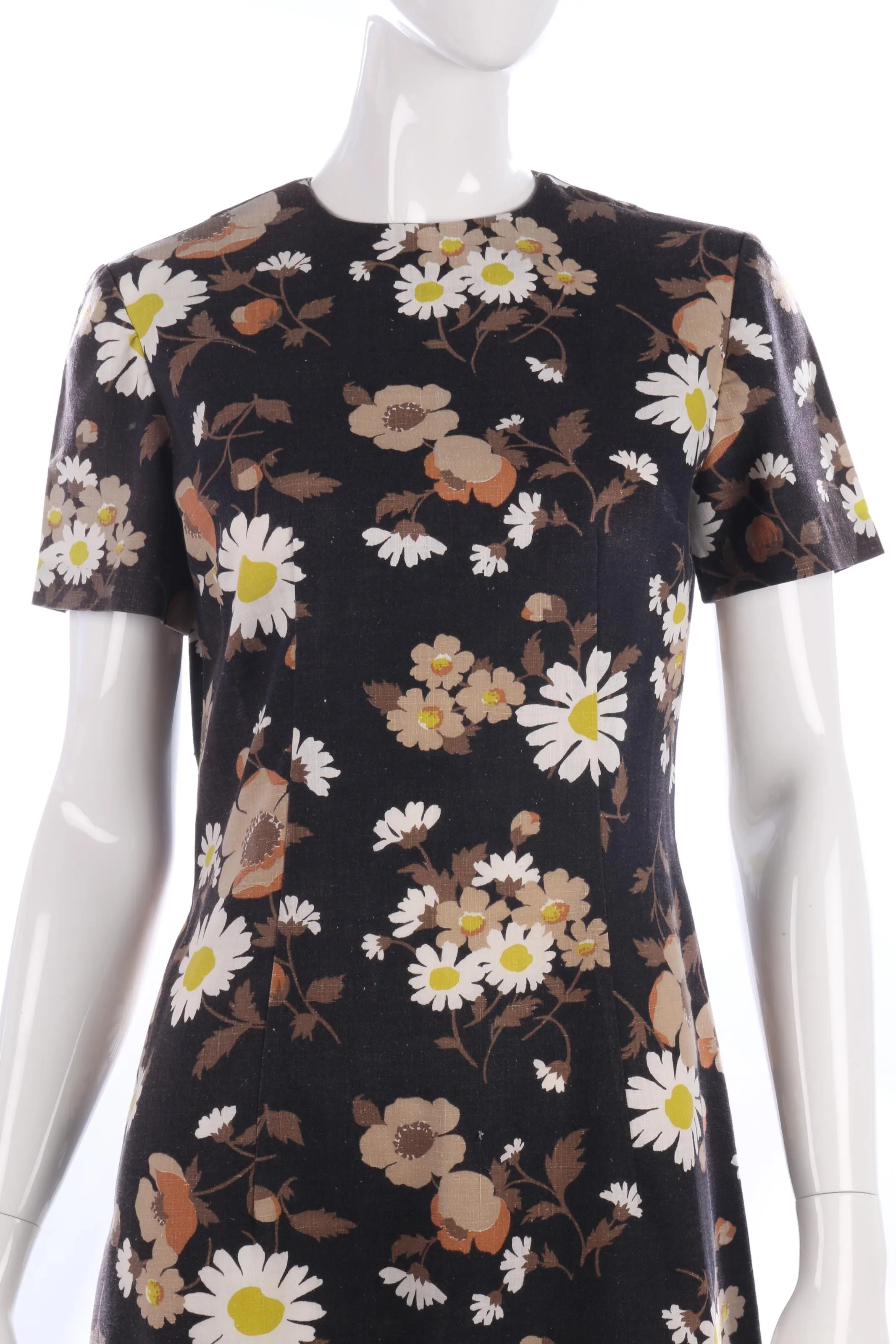 Vintage 1960's brown cotton floral dress