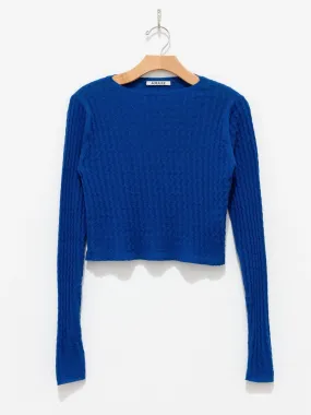 Washable Cashmere Silk Cable Knit Pullover - Blue