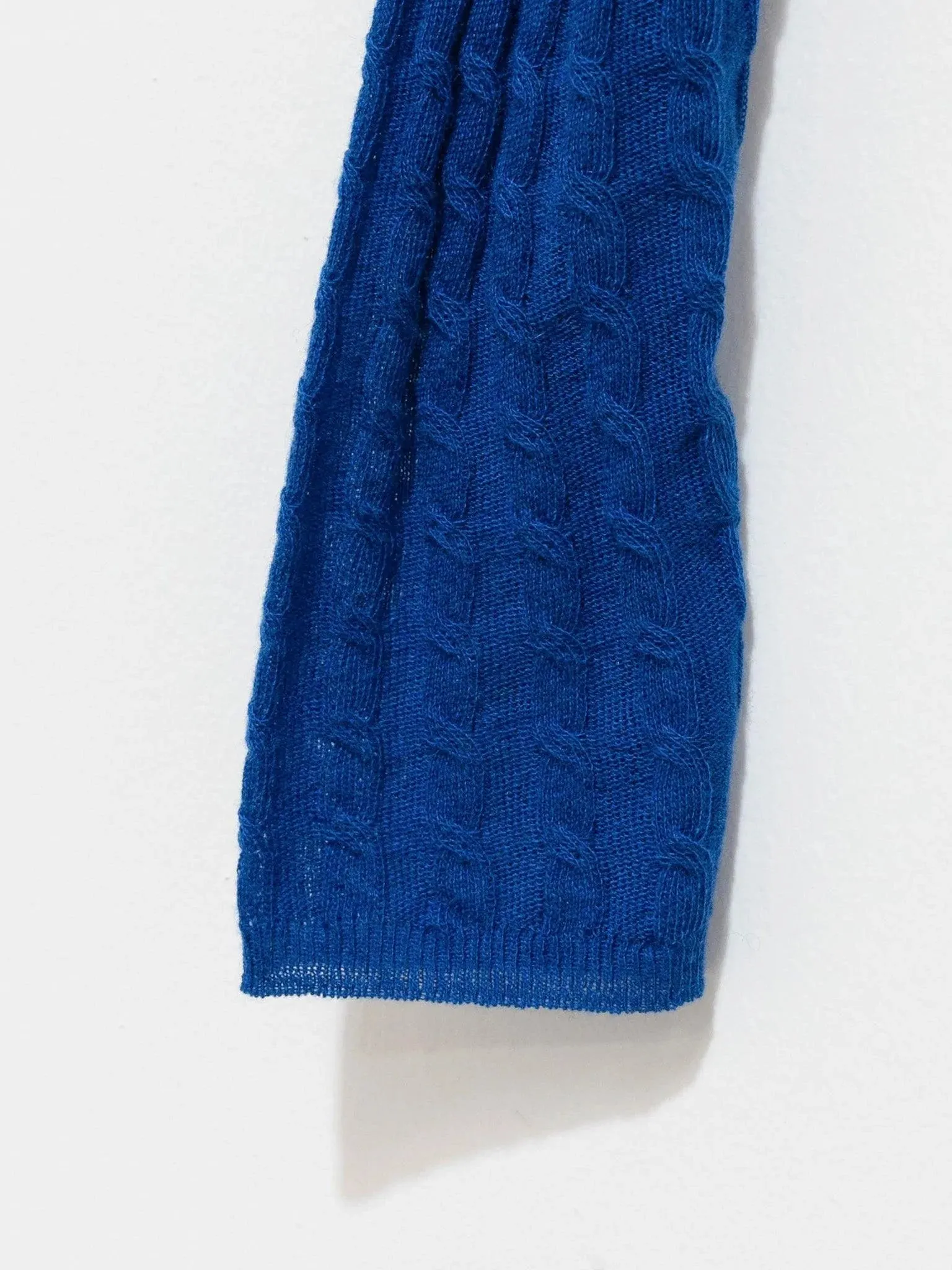 Washable Cashmere Silk Cable Knit Pullover - Blue