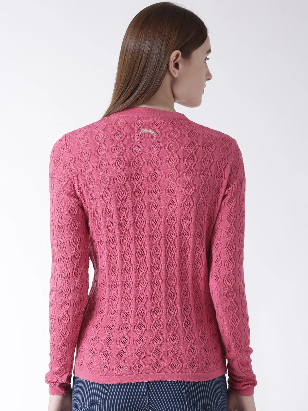 Women Cotton Casual Long Sleeve  Pink Winter Sweaters