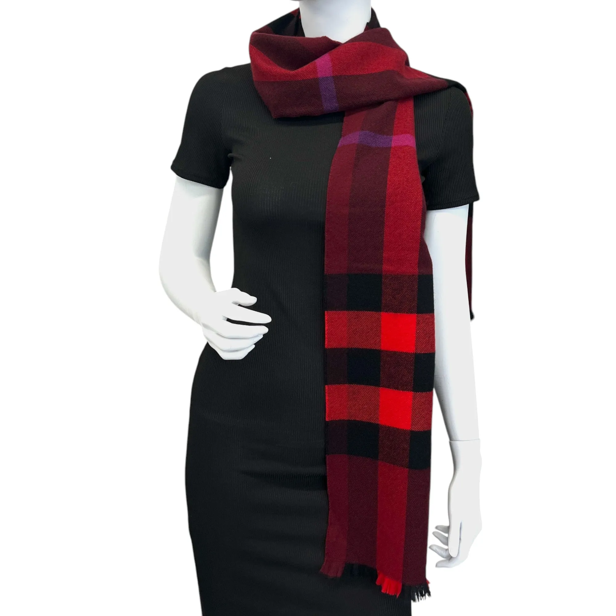 Women's Checkered Scarf Red