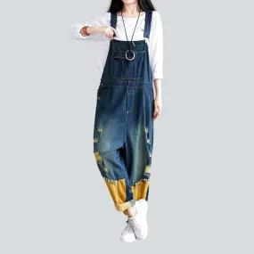 Women's denim embroidered overall