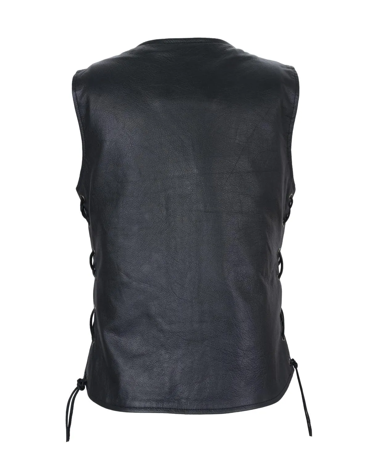 Womens Leather Vest With Gun Pockets & Side Laces