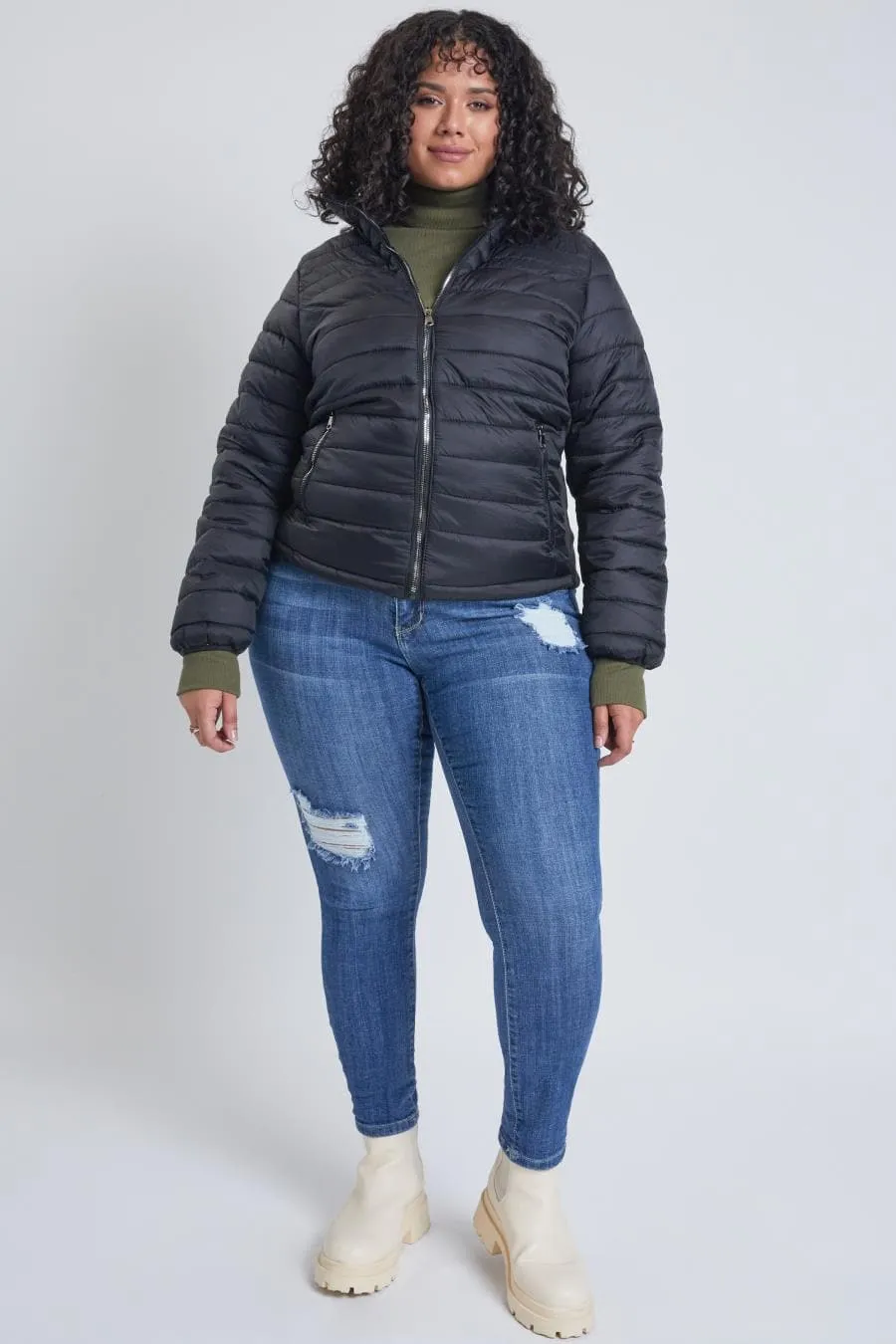 Women's Plus Winter Fitted Puffer Jacket