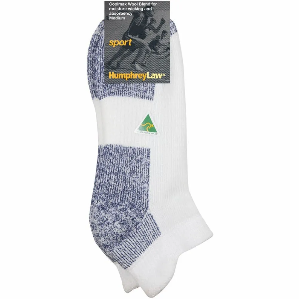 Wool Mix Cushioned Sole Sport Sock in White - Aussie Made