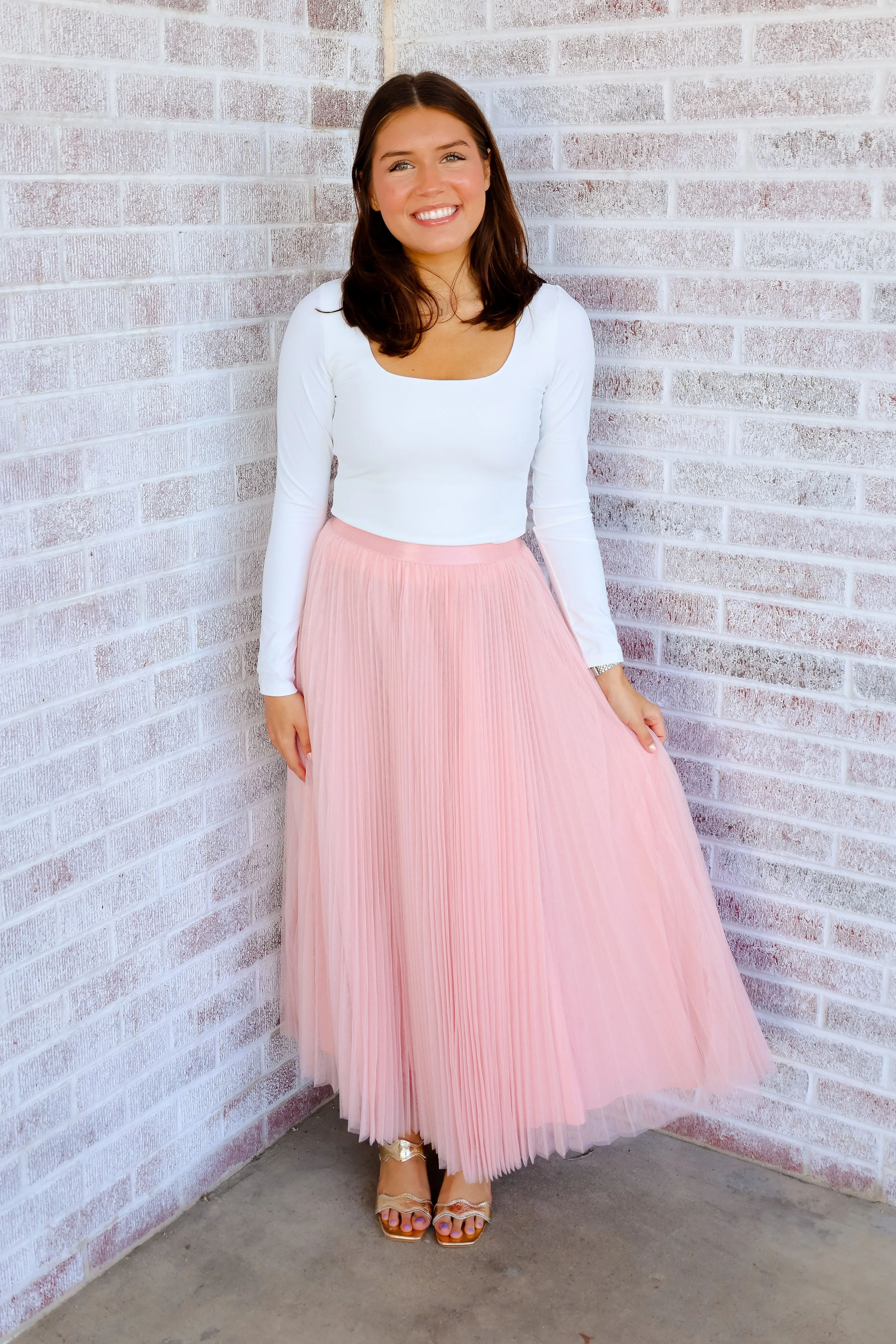 Wreckless Love Pleated Tulle Maxi Skirt