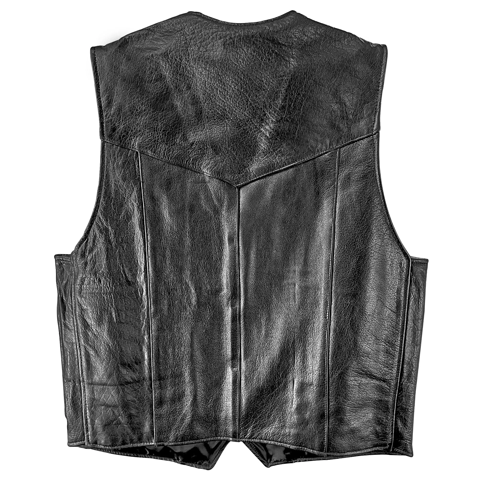 Xelement 201 Black Motorcycle Leather Vest for Men - 100% Genuine Light Weight Premium & Durable Thick Cowhide Biker Club Vest With 4 Snap Button Closure and Conceal Carry Pockets